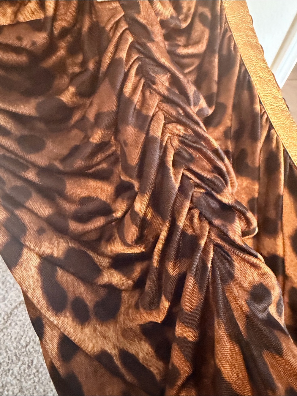 Vintage 2007 Dolce & Gabbana Gold Leather, Leopard-Print Midi Dress - Picture 10 of 10
